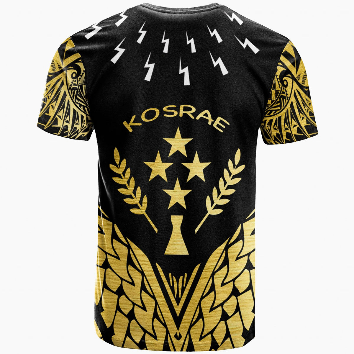 Kosrae Custom T Shirt Thunder Bolt Seamless Pattern Gold - Polynesian Pride