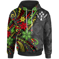 Kosrae Hoodie Tribal Flower With Special Turtles Unisex Black - Polynesian Pride