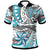 Kosrae Polo Shirt Flower and Flow Unisex Blue - Polynesian Pride