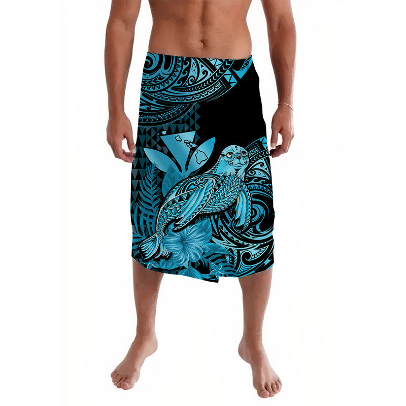 Hawaii Monk Seal Lavalava Polynesian Kakau With Kanaka Turquoise LT14 Turquoise - Polynesian Pride