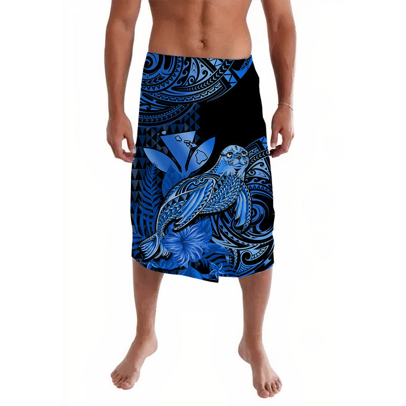 Hawaii Monk Seal Lavalava Polynesian Kakau With Kanaka Blue LT14 Blue - Polynesian Pride