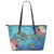 Hawaii Turtle Ocean Tropical Flowers Leather Tote - Siri Style - AH Blue - Polynesian Pride