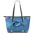 Hawaii Blue Turtle Flower Leather Tote Bag - Ocean Secret - AH Blue - Polynesian Pride