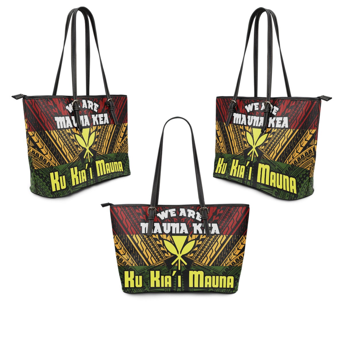 Hawaii Mauna Kea Kanaka Polynesian Leather Tote - Hill Style - AH - Polynesian Pride
