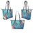 Hawaii Turtle Ocean Tropical Flowers Leather Tote - Siri Style - AH - Polynesian Pride