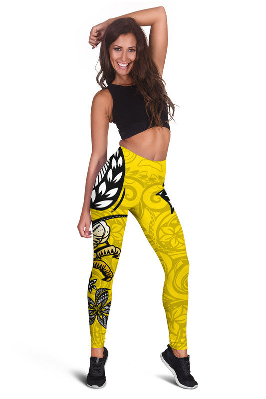 Niue Uga Leggings Tribal Patterns Yellow Style LT6 Yellow - Polynesian Pride