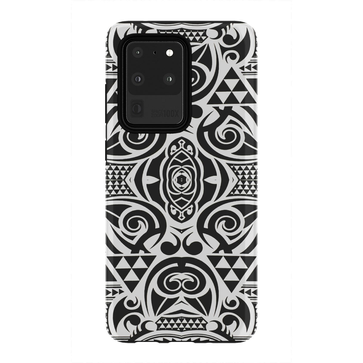 Polynesian Tribal Tough Case Black White Samsung Galaxy S20 Ultra - Polynesian Pride