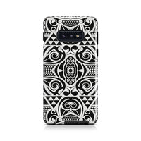 Polynesian Tribal Tough Case Black White Samsung Galaxy S10e - Polynesian Pride