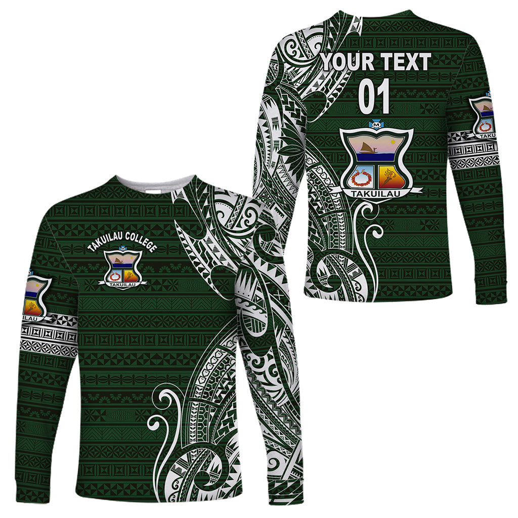 (Custom Personalised) Tonga Takuilau College Long Sleeve Shirts Simple Vibes LT8 Unisex Green - Polynesian Pride