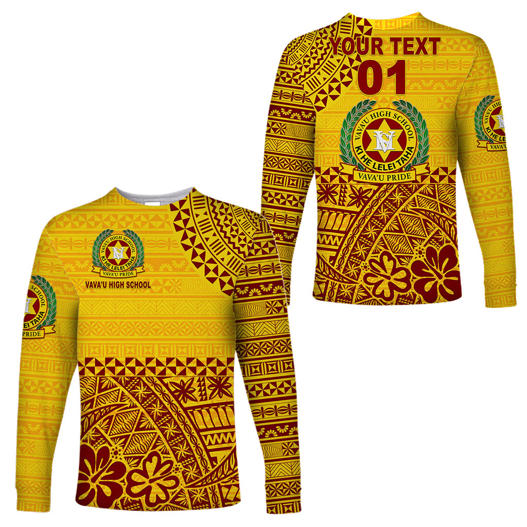 (Custom Personalised) Tonga Vava'u High School Long Sleeve Shirt Kupesi Vibes - Yellow LT8 Unisex Yellow - Polynesian Pride