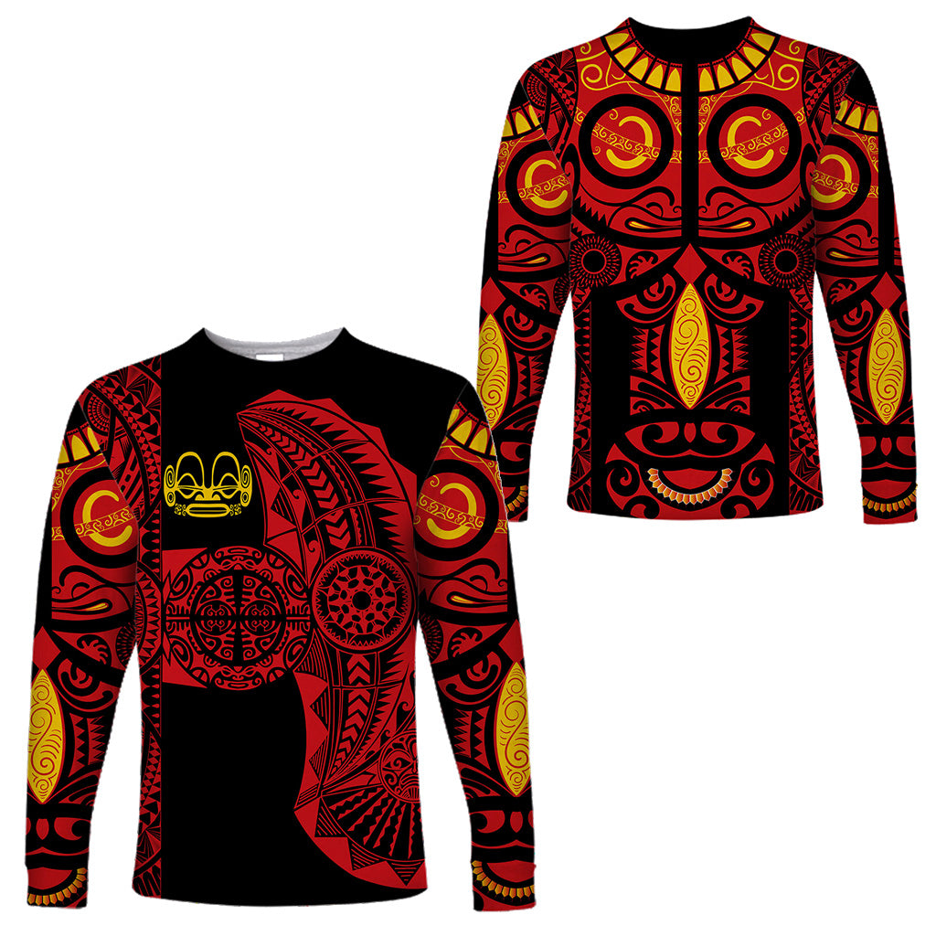 Marquesas Islands Long Sleeve Shirt Marquesan Tattoo Original Style - Red LT8 Unisex Red - Polynesian Pride