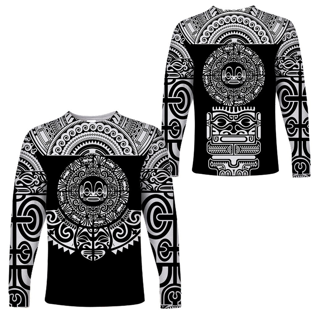 Marquesas Islands Long Sleeve Shirt Marquesan Tattoo Simplified Version - Black LT8 Unisex Black - Polynesian Pride