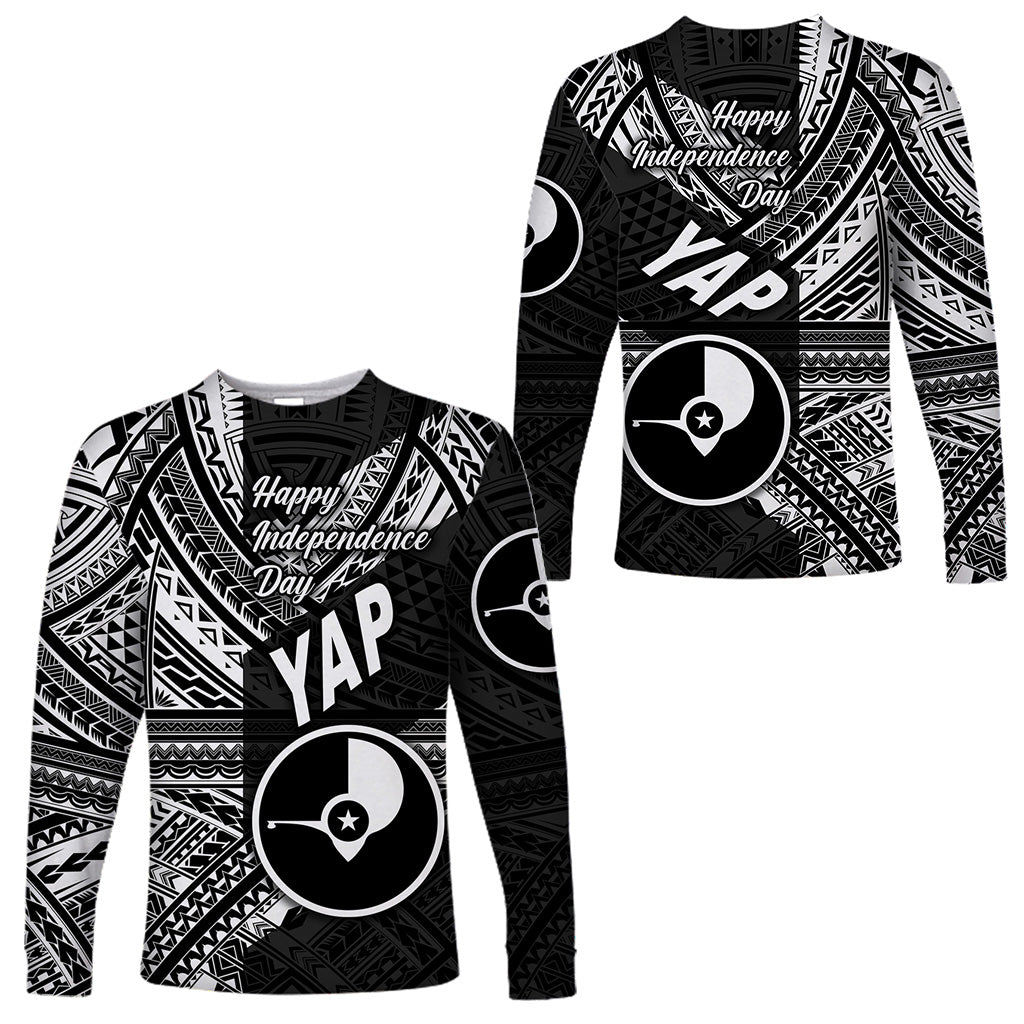 FSM Yap Long Sleeve Shirts Happy Independence Day Original Vibes - Black LT8 Unisex Black - Polynesian Pride