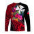 Wallis and Futuna Long Sleeve Shirts Hibiscus Red No.1 Color LT6 - Polynesian Pride