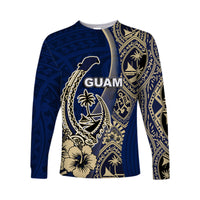 (Custom Personalised) Guam Fish Hook Long Sleeve Shirt Blue Style LT6 Unisex Blue - Polynesian Pride