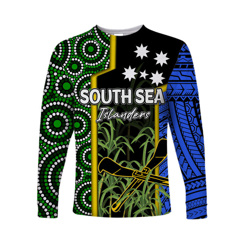 (Custom Personalised) South Sea Islanders Flag Style Long Sleeve Shirts Kanaka LT6 Unisex Black - Polynesian Pride