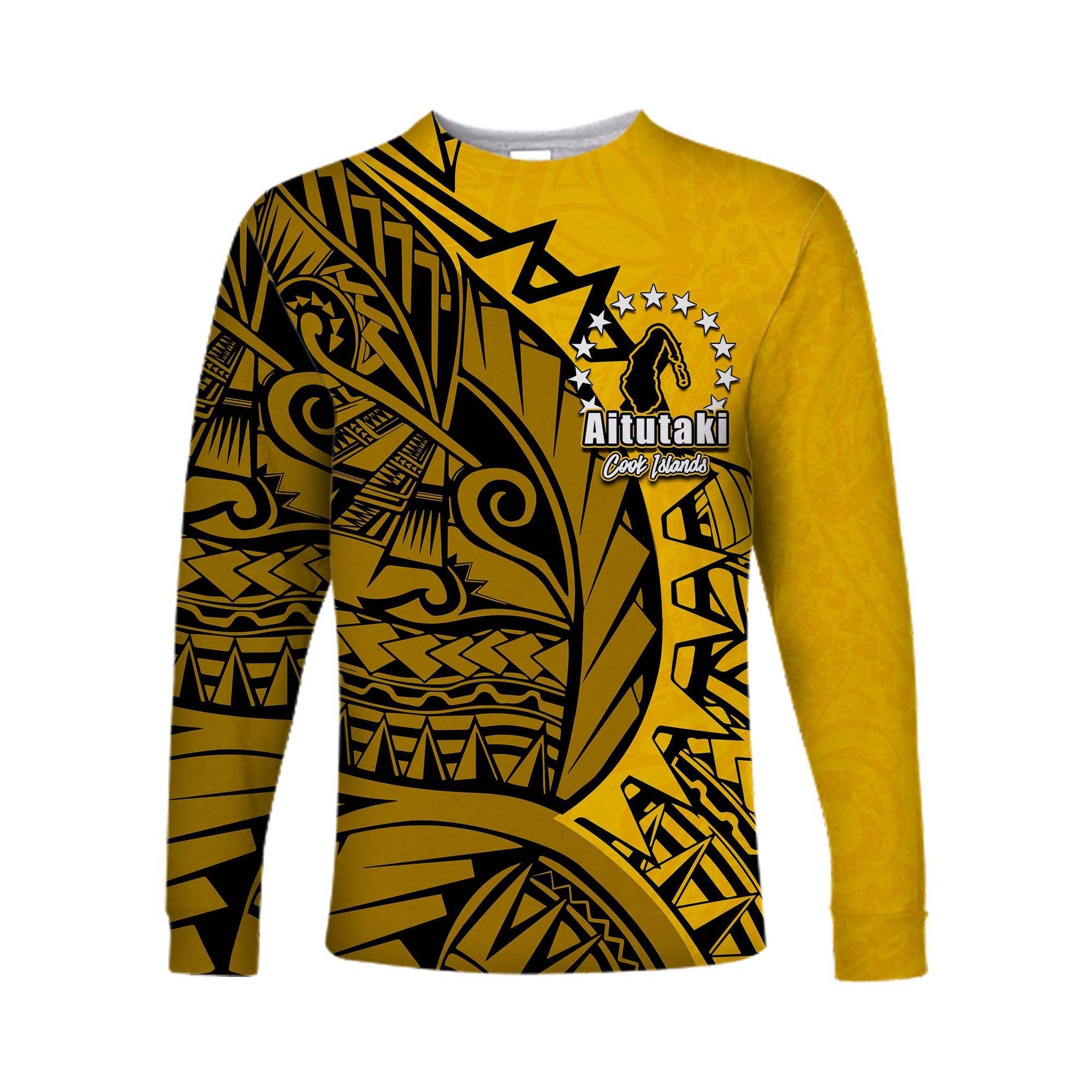 (Custom Personalised)Cook Islands Long Sleeve Shirts Aitutaki Polynesian Style LT6 Unisex Yellow - Polynesian Pride