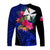 Wallis and Futuna Long Sleeve Shirts Hibiscus Blue No.1 Color LT6 - Polynesian Pride