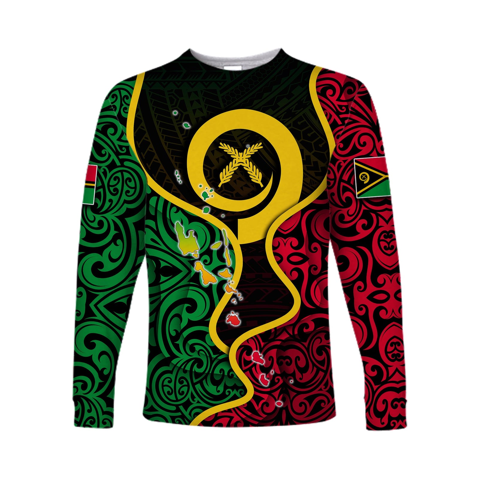 (Custom Personalised) Vanuatu Off Shoulder Long Sleeve Shirt Flag Special Style LT6 Unisex Black - Polynesian Pride