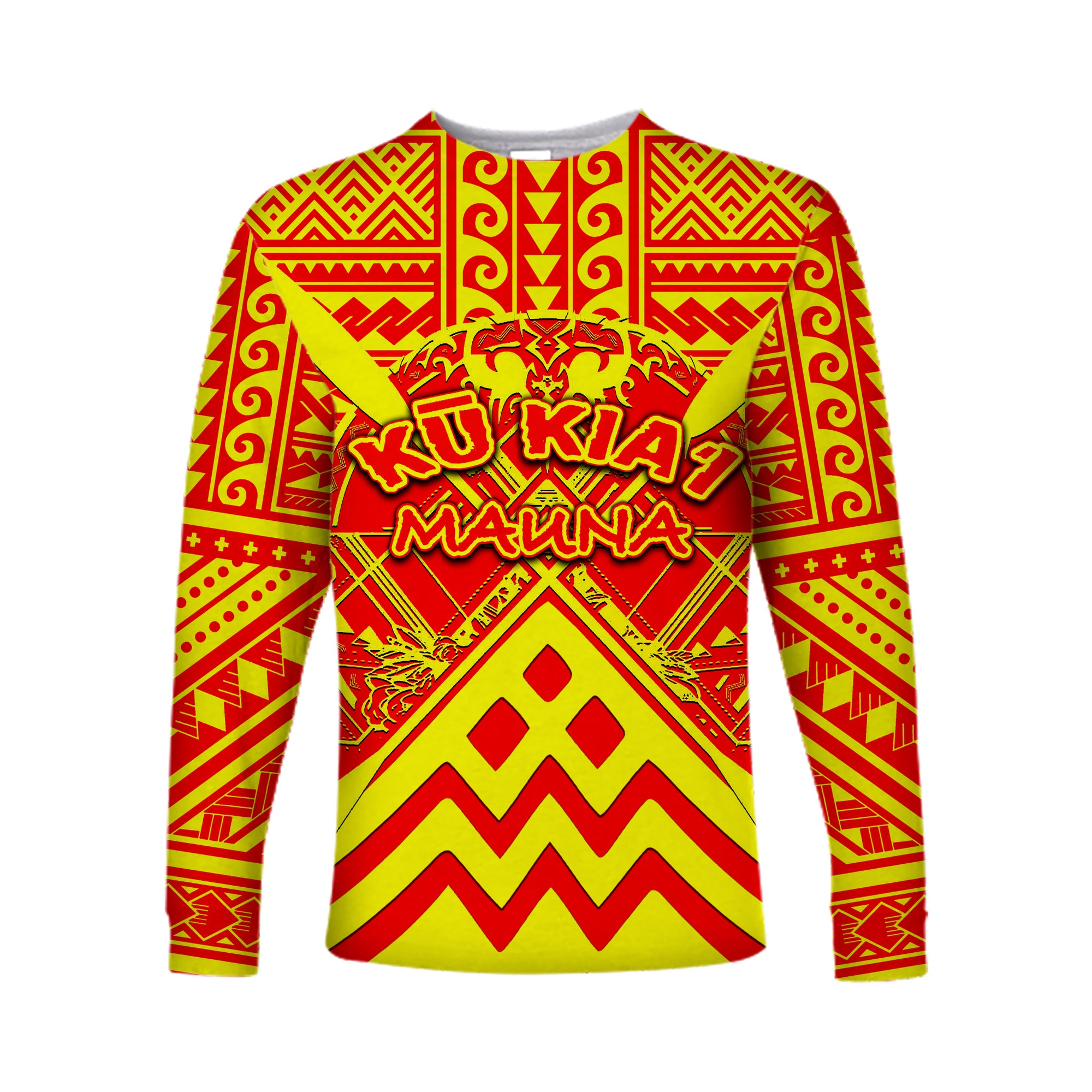 (Custom Personalised)Hawaii Mauna Kea Long Sleeve Shirt LT6 Unisex Red - Polynesian Pride