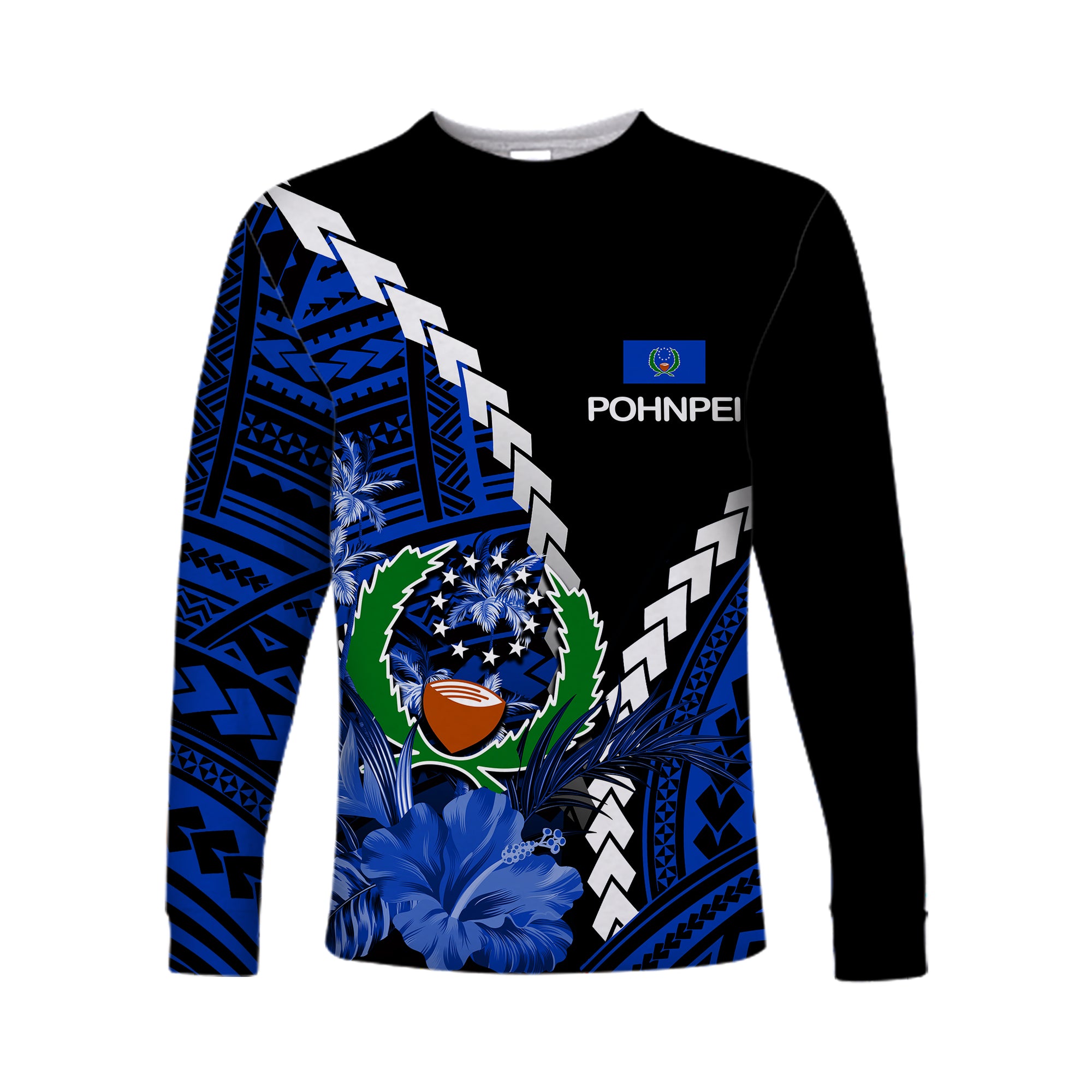 Pohnpei Long Sleeve Shirts Polynesian Style LT6 Unisex Blue - Polynesian Pride