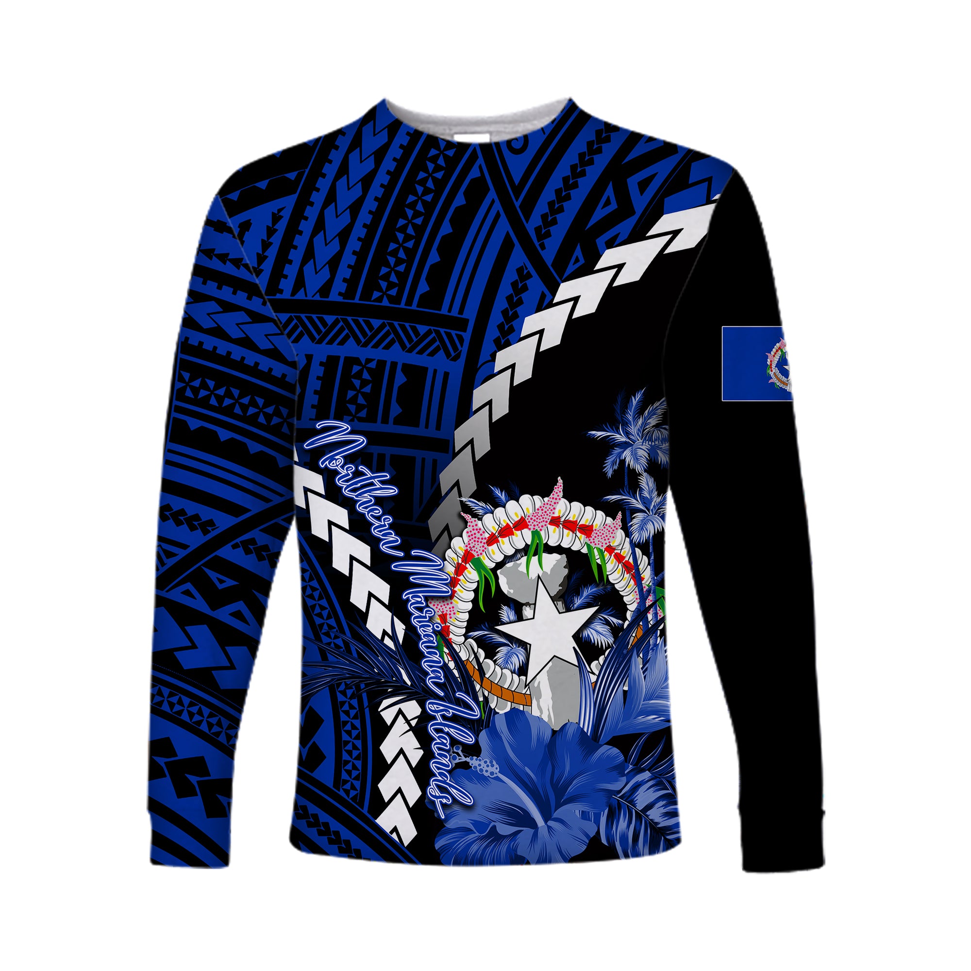 (Custom Personalised)Northern Mariana Islands Long Sleeve Shirts Polynesian Style Blue Color LT6 Unisex Blue - Polynesian Pride