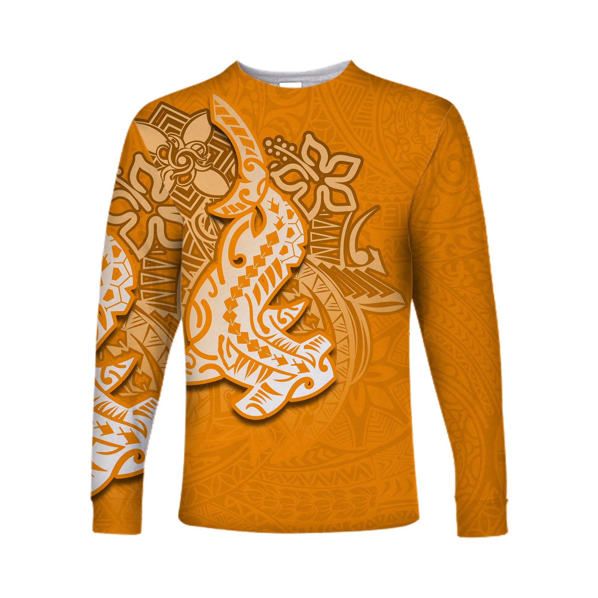 (Custom Personalised) Hammerhead shark Long Sleeve Shirts Polynesian Orange Style LT6 Unisex Orange - Polynesian Pride