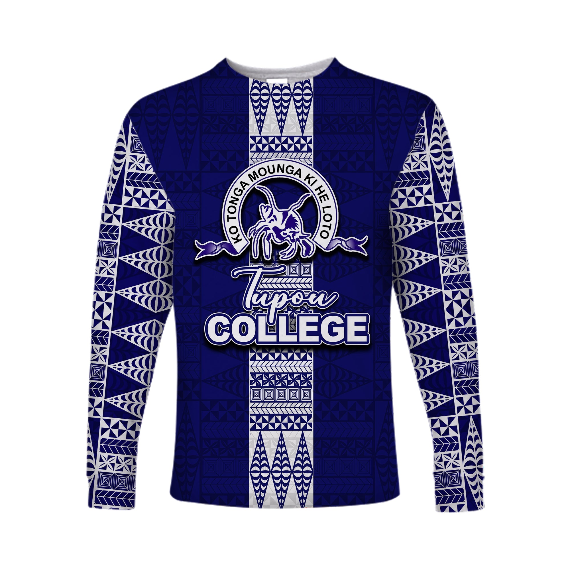 (Custom Personalised) Tupou College Long Sleeve Shirts Tonga Simple Style LT6 Unisex Blue - Polynesian Pride