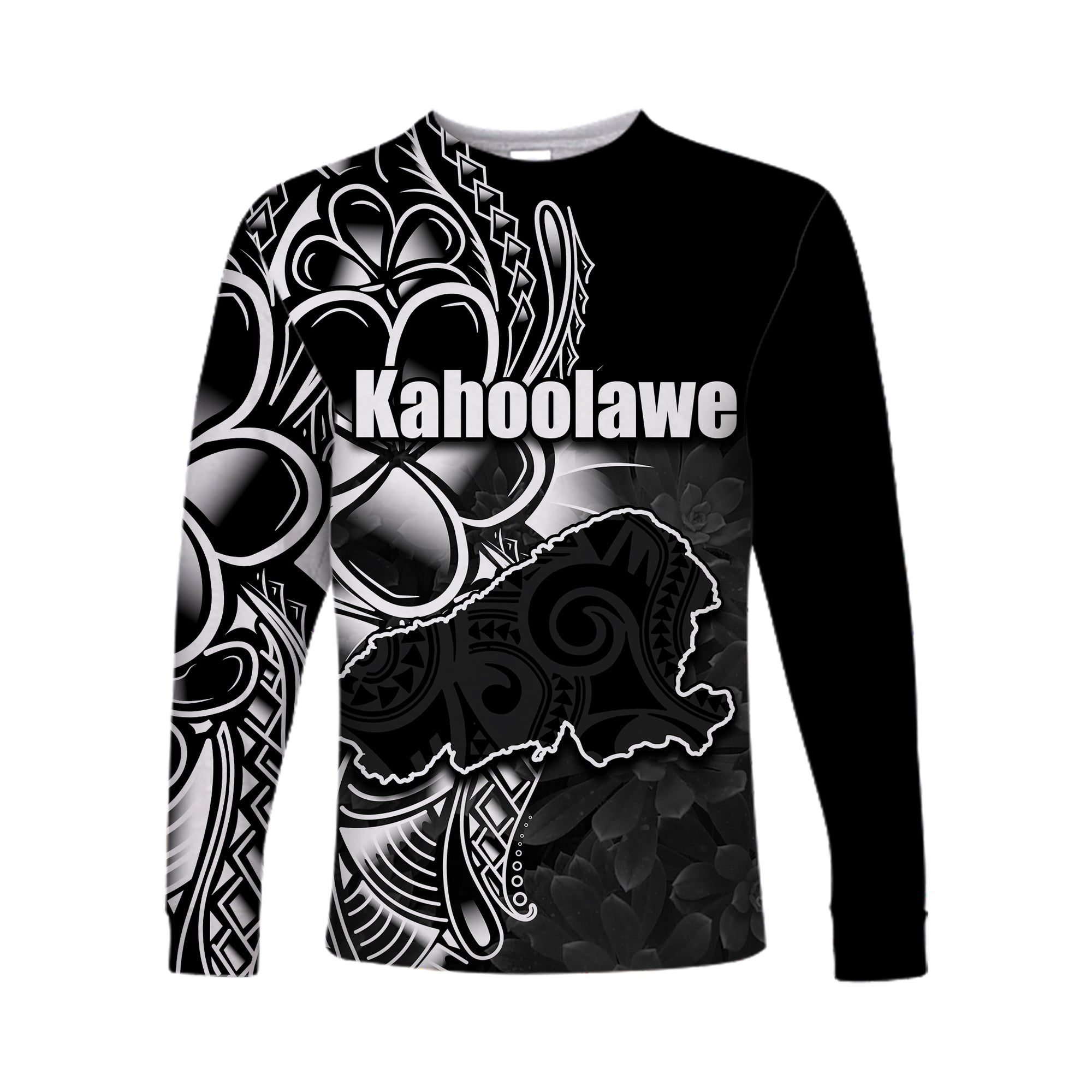 (Custom Personalised) Hawaiian Islands Long Sleeve Shirts Kahoolawe LT6 Unisex Black - Polynesian Pride