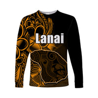 (Custom Personalised) Hawaiian Islands Long Sleeve Shirts Lanai LT6 Unisex Orange - Polynesian Pride