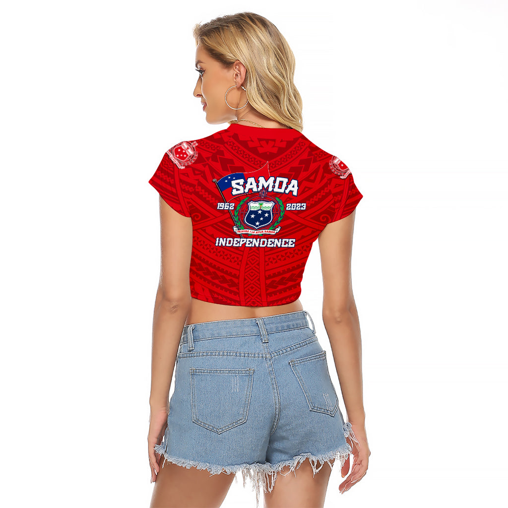 Samoa Independence Raglan Cropped T Shirt 2023 Red Style LT6 - Polynesian Pride