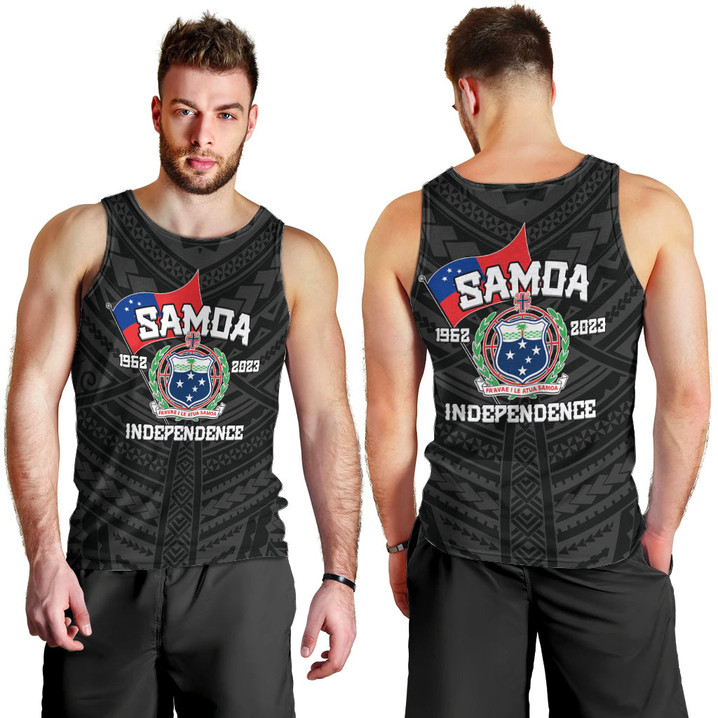 Samoa Independence Men Tank Top 2023 Black Style LT6 - Polynesian Pride