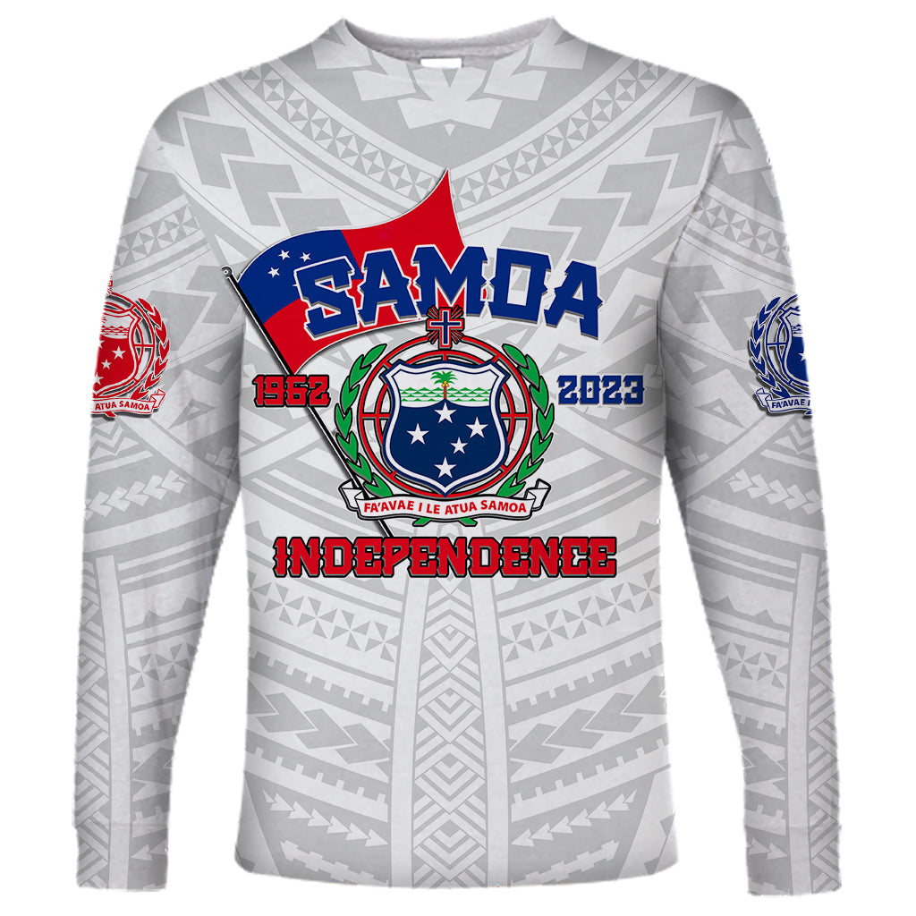 Samoa Independence Long Sleeve Shirt 2023 White Style LT6 Unisex White - Polynesian Pride