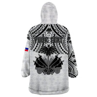 (Custom Personalised) Haiti Wearable Blanket Hoodie Polynesian Neg Maron White Style LT6 - Polynesian Pride