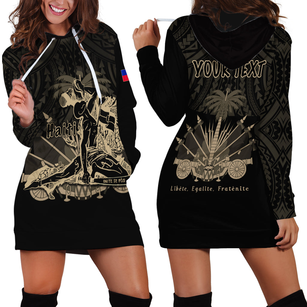 (Custom Personalised) Haiti Hoodie Dress Polynesian Neg Maron Black Style LT6 Black - Polynesian Pride