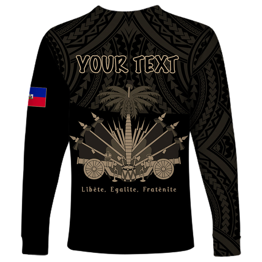 (Custom Personalised) Haiti Long Sleeve Shirt Polynesian Neg Maron Black Style LT6 - Polynesian Pride