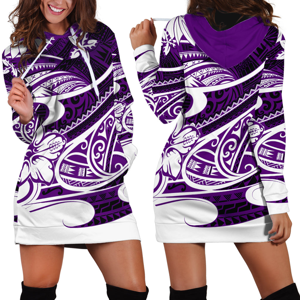 Polynesian Tribal Hoodie Dress Purple LT6 Purple - Polynesian Pride