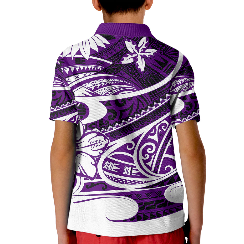 Polynesian Tribal Kid Polo Shirt Purple LT6 - Polynesian Pride