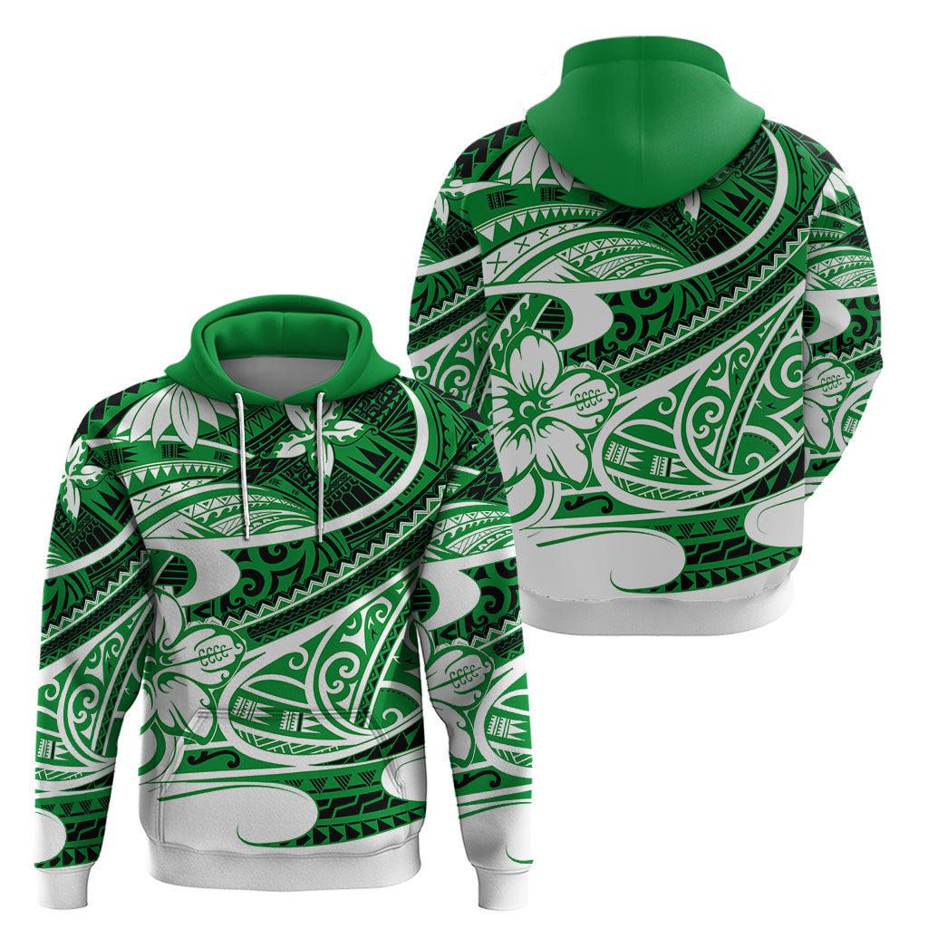 Polynesian Tribal Hoodie Green LT6 Green - Polynesian Pride