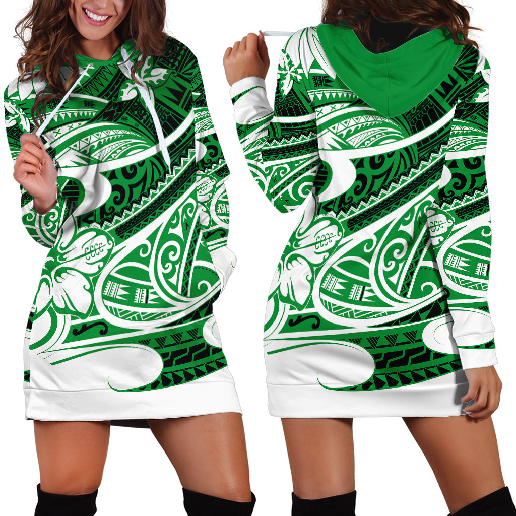 Polynesian Tribal Hoodie Dress Green LT6 Green - Polynesian Pride