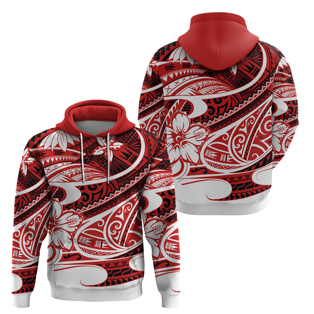 Polynesian Tribal Hoodie Red LT6 Red - Polynesian Pride