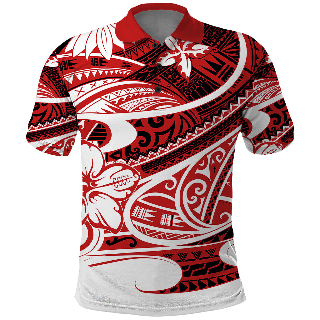 Polynesian Tribal Polo Shirt Red LT6 Red - Polynesian Pride