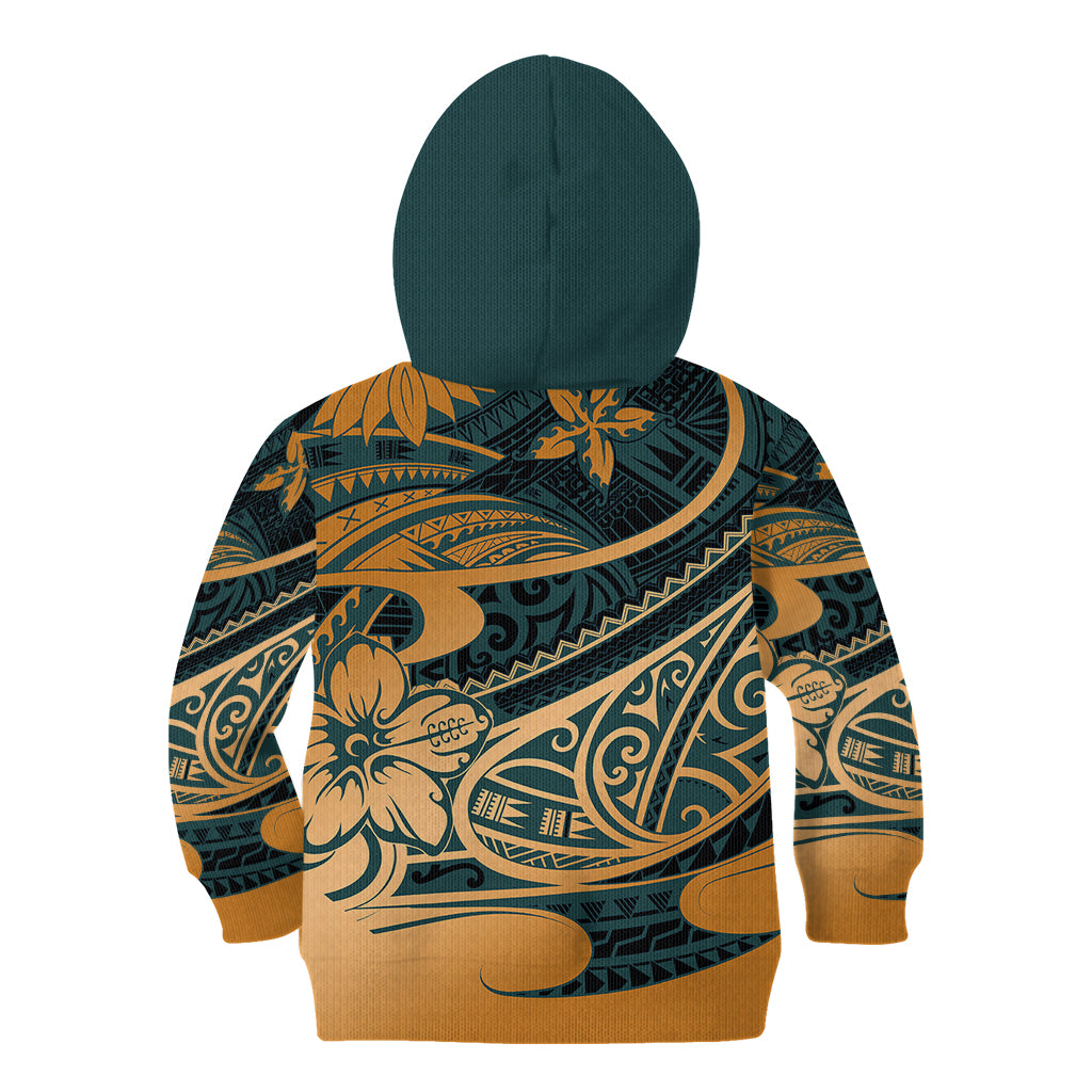 Polynesian Tribal Kid Hoodie LT6 Zip Hoodie Green - Polynesian Pride