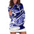 Polynesian Tribal Hoodie Dress Blue LT6 - Polynesian Pride