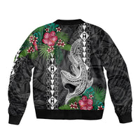 Hawaii Kakau Bomber Jacket Mix Sharks Polynesian Hibiscus LT6 - Polynesian Pride