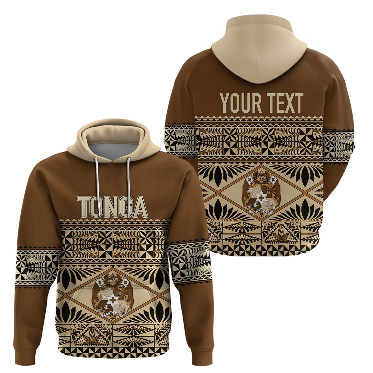 Custom Tonga Independence Day Hoodie Ngatu Tapa Style LT7 Pullover Hoodie Brown - Polynesian Pride