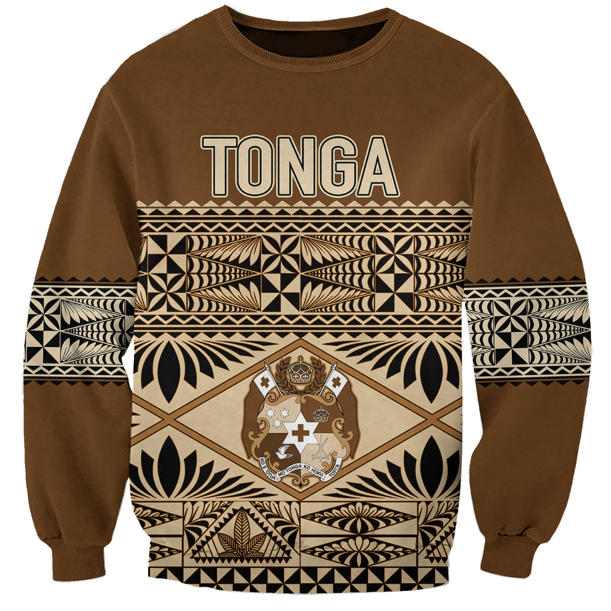 Personalised Tonga Independence Day Sweatshirt Ngatu Tapa Style LT7 Unisex Brown - Polynesian Pride