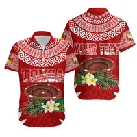 Personalised Tonga Independence Day Hawaiian Shirt Kumete Kava Bowl With Plumeria LT7 Red - Polynesian Pride