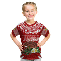 Personalised Tonga Independence Day Kid T Shirt Kumete Kava Bowl With Plumeria LT7 - Polynesian Pride