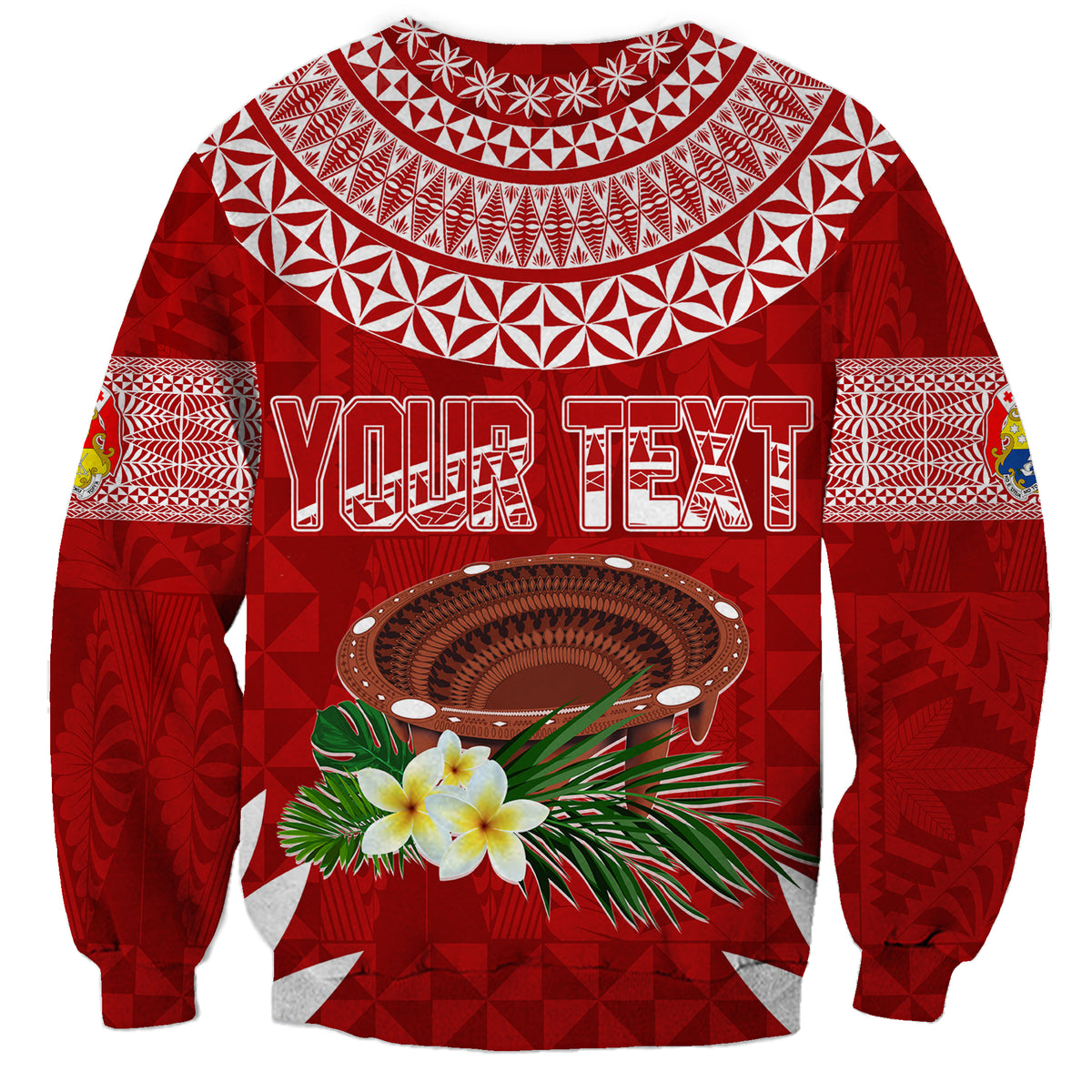 Personalised Tonga Independence Day Sweatshirt Kumete Kava Bowl With Plumeria LT7 - Polynesian Pride